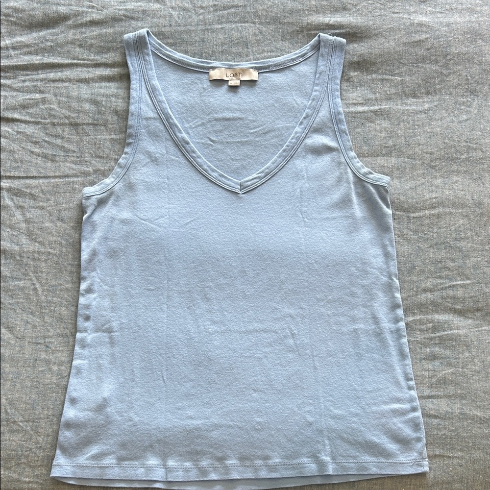 LOFT Sky Blue V-Neck Tank Top